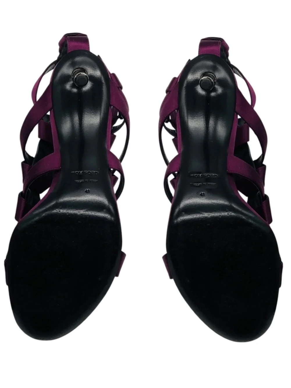 TOM FORD PURPLE KNOT DETAIL SATIN CAGED SANDALS